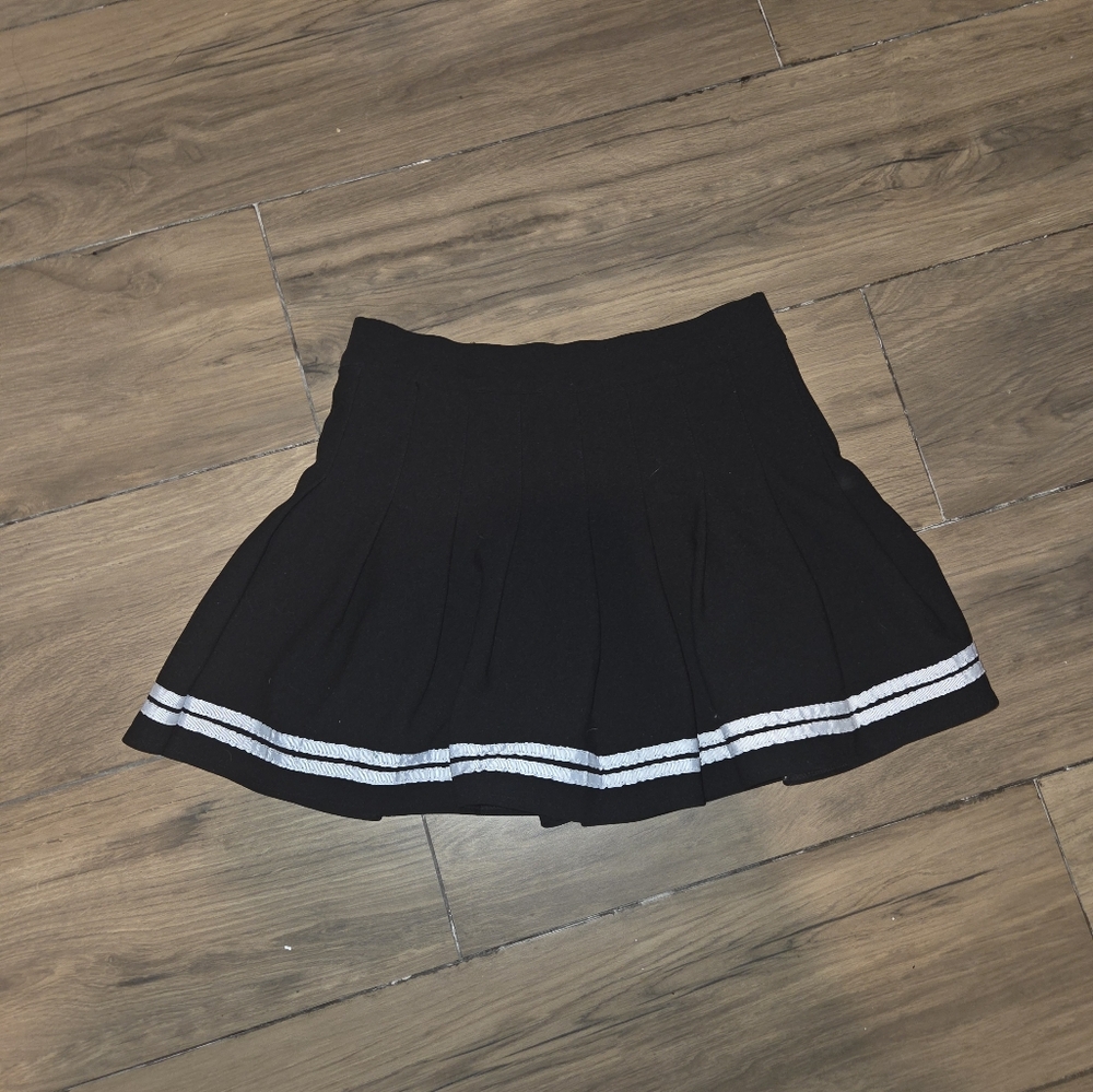 Thrifted Black Cheer Skirt with White Accent